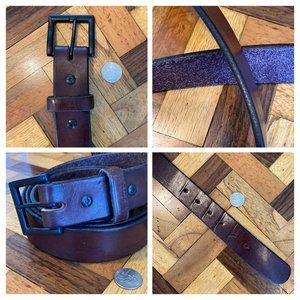 Hanks Belts Solid Brown Leather Mens Belt Size US 52 Made in USA